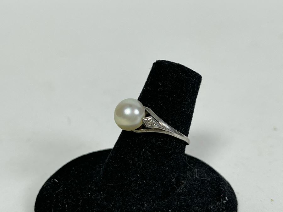 Vintage Silver Pearl Ring 2.3g [Photo 3]