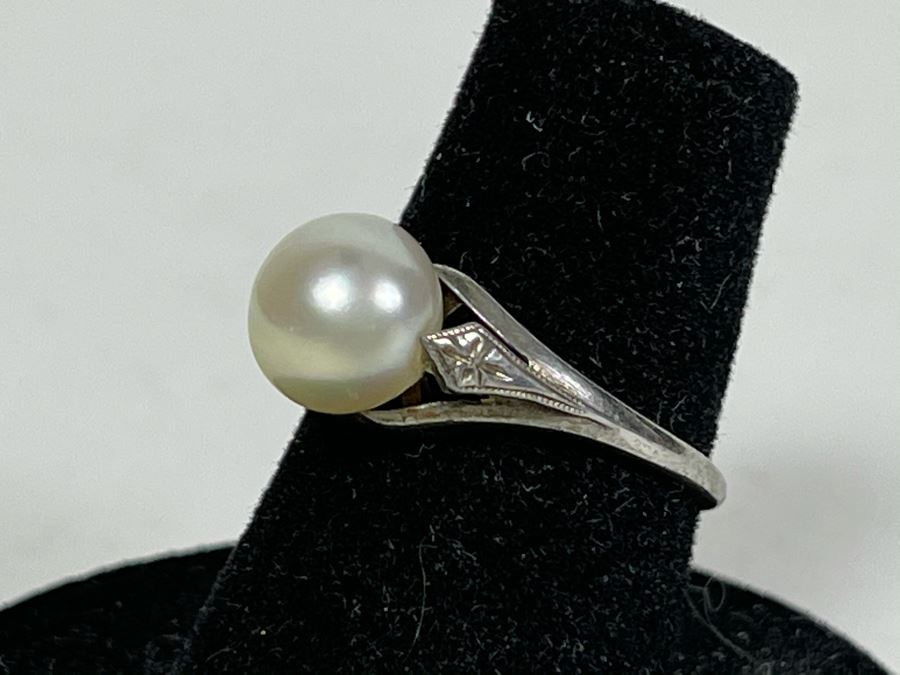 Vintage Silver Pearl Ring 2.3g [Photo 5]