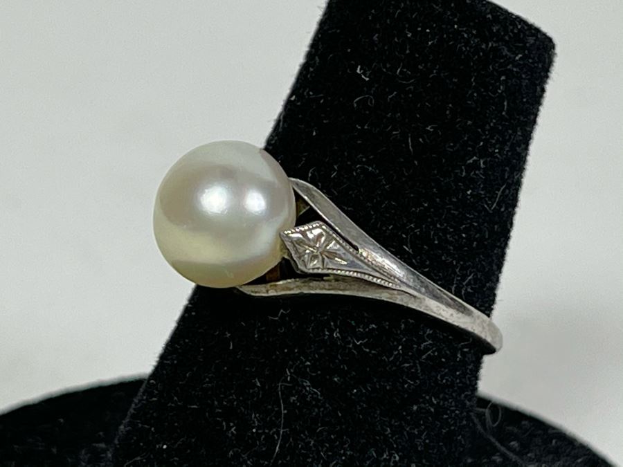 Vintage Silver Pearl Ring 2.3g [Photo 4]