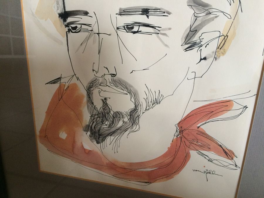 Mid-Century Von Kohler Watercolor and Ink Painting Cowboy [Photo 5]