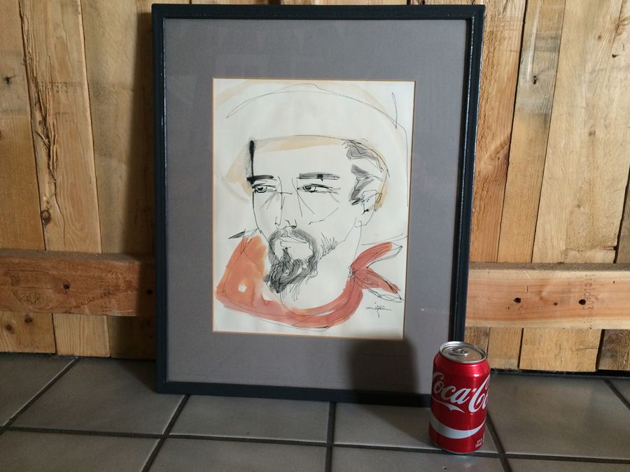Mid-Century Von Kohler Watercolor and Ink Painting Cowboy [Photo 6]