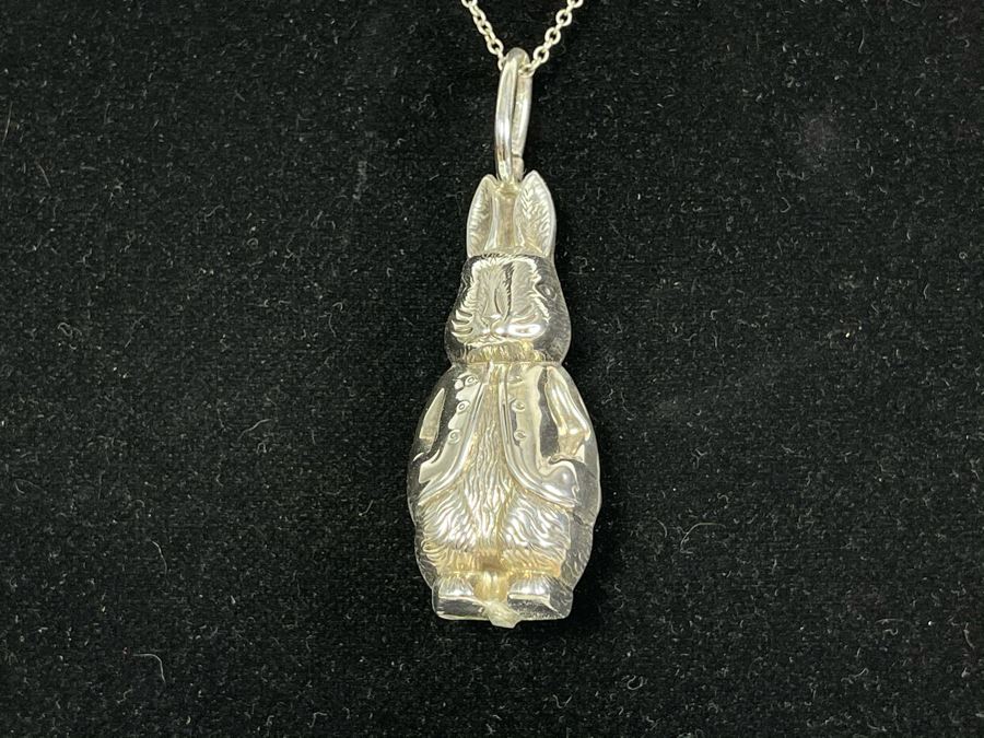 Sterling Silver 18' Chain Necklace With Sterling Silver Rabbit Bell Pendant 18.8g [Photo 4]