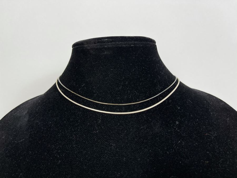 Pair Of Sterling Silver Chain Necklaces 15' And 16' Total Weight 6.7g [Photo 3]