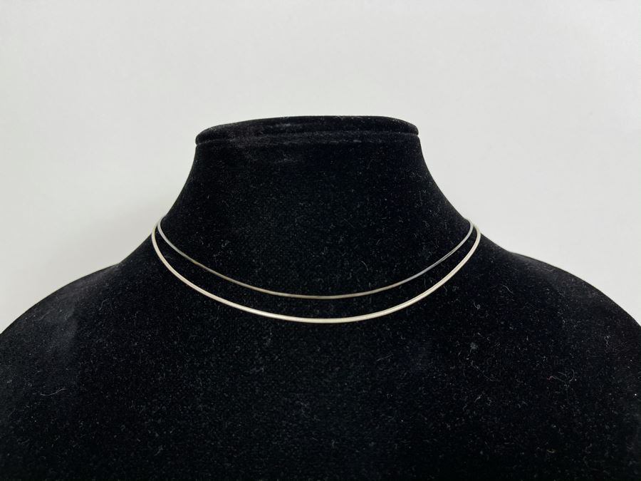 Pair Of Sterling Silver Chain Necklaces 15' And 16' Total Weight 6.7g [Photo 2]