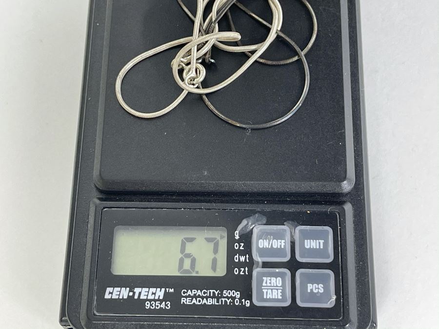 Pair Of Sterling Silver Chain Necklaces 15' And 16' Total Weight 6.7g [Photo 6]