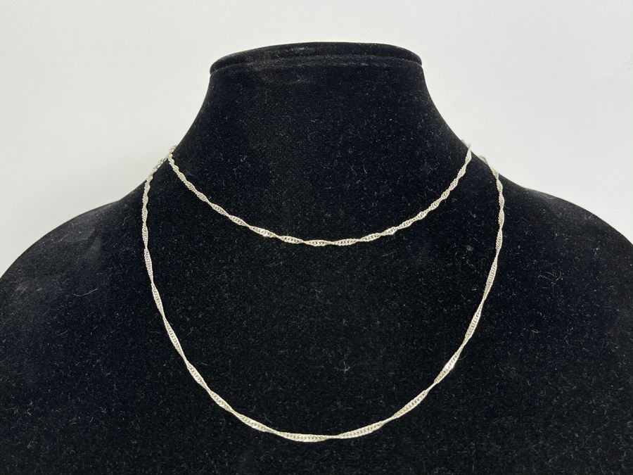 Pair Of Sterling Silver Chain Necklaces 16' And 20' Total Weight 5.3g [Photo 5]