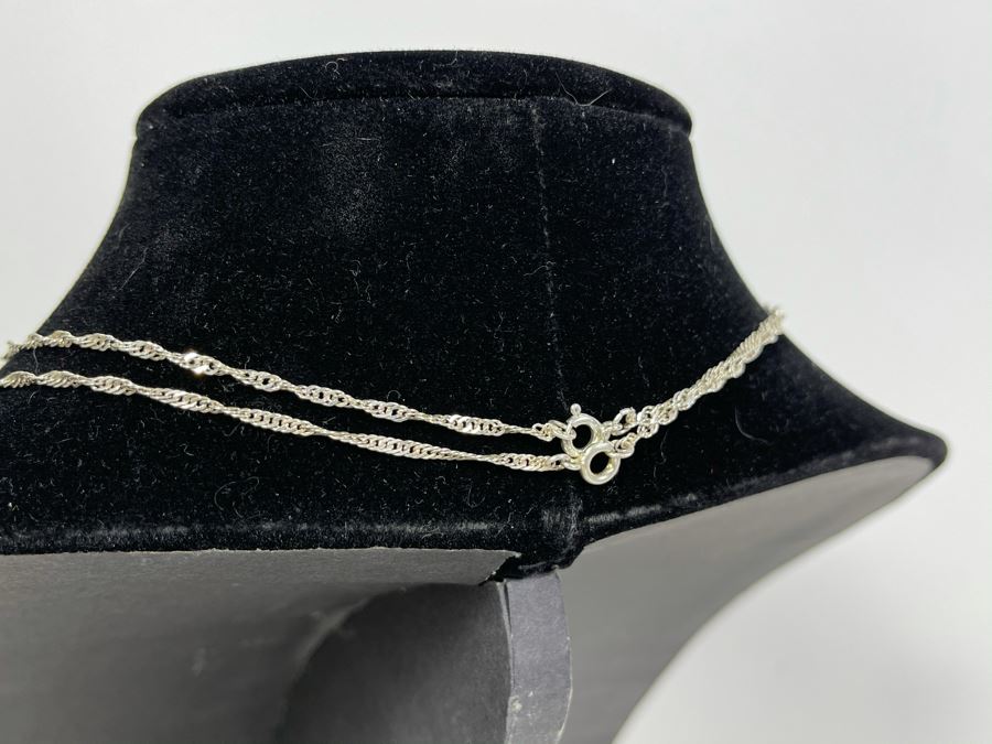 Pair Of Sterling Silver Chain Necklaces 16' And 20' Total Weight 5.3g [Photo 6]