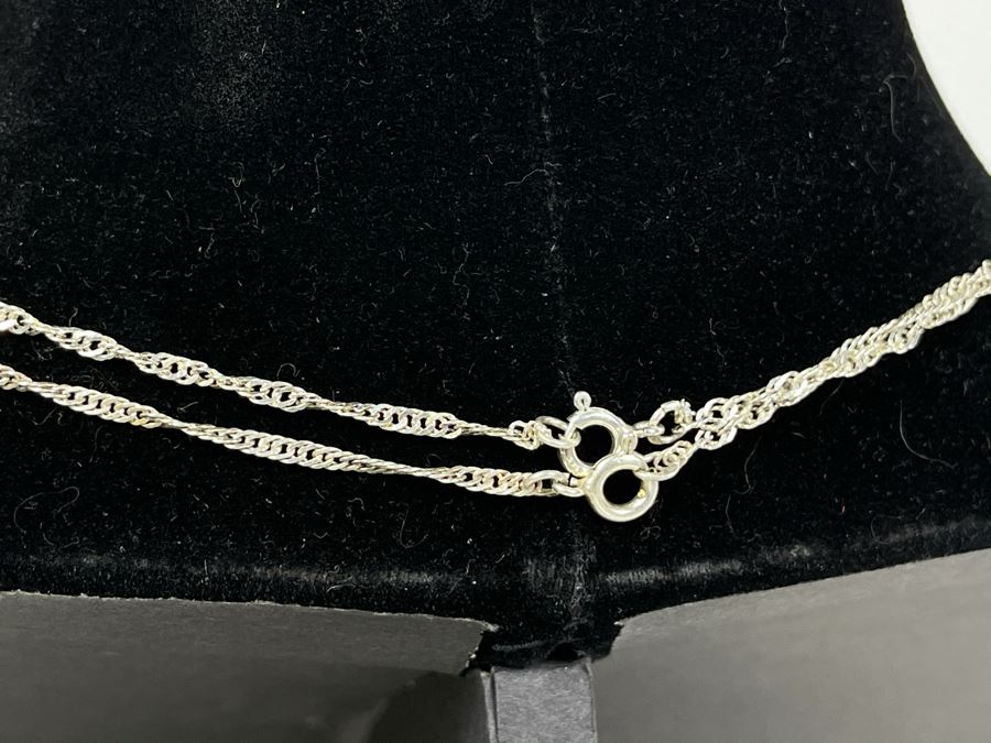 Pair Of Sterling Silver Chain Necklaces 16' And 20' Total Weight 5.3g [Photo 7]