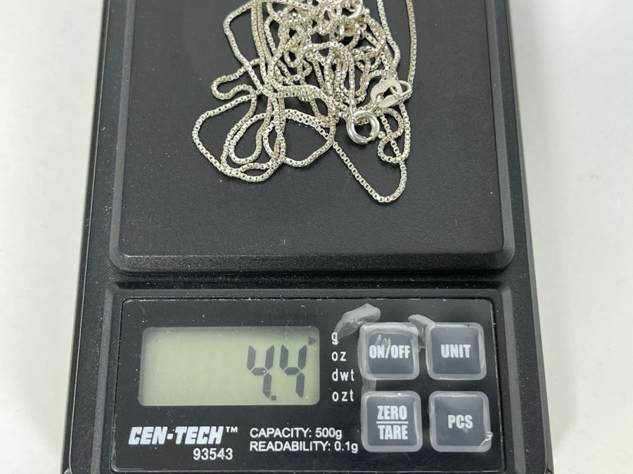 Pair Of Sterling Silver Chain Necklaces 19' And 22' Total Weight 4.4g [Photo 6]