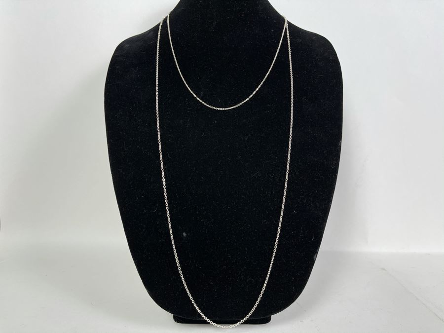 Pair Of Sterling Silver Chain Necklaces 24' And 39' Total Weight 9.3g
