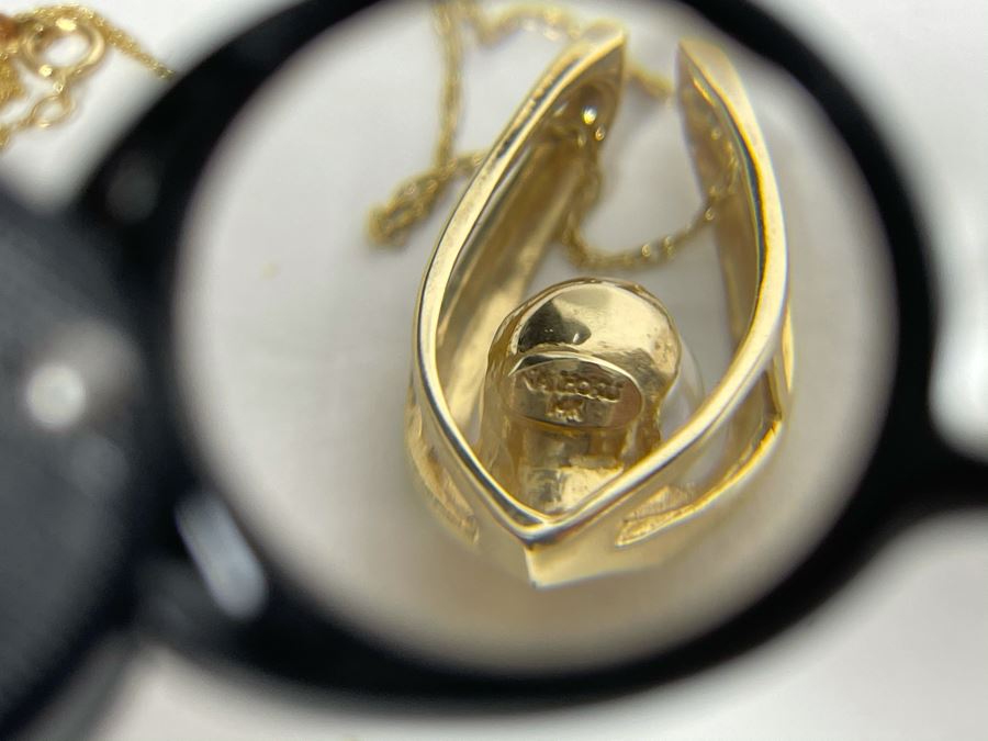 14K Gold Chain 18' Necklace With 14K Gold Pearl Pendant 3.1g [Photo 8]