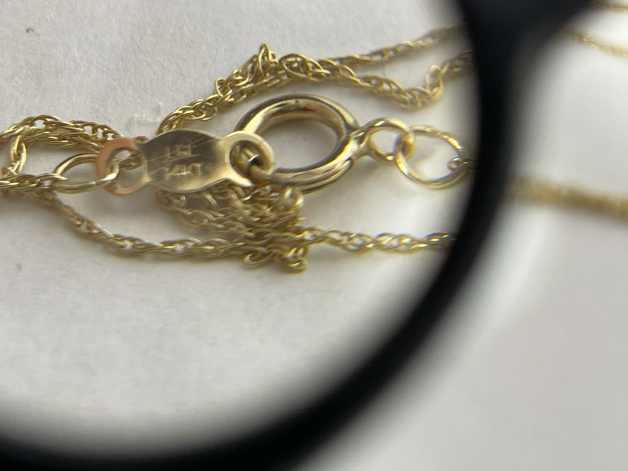 14K Gold Chain 18' Necklace With 14K Gold Pearl Pendant 3.1g [Photo 6]