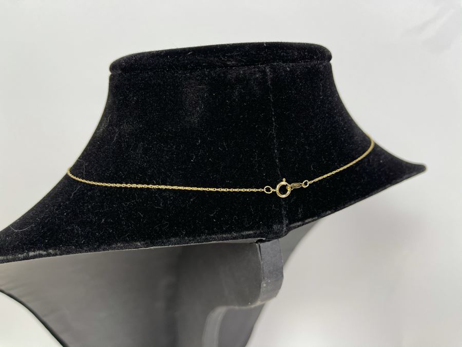 14K Gold Chain 18' Necklace With 14K Gold Pearl Pendant 3.1g [Photo 4]