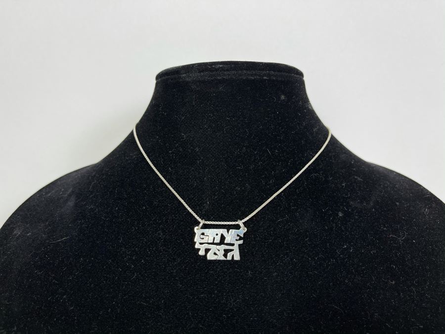 Sterling Silver 16' Chain Necklace With Sterling Silver Pendant 3.9g [Photo 2]