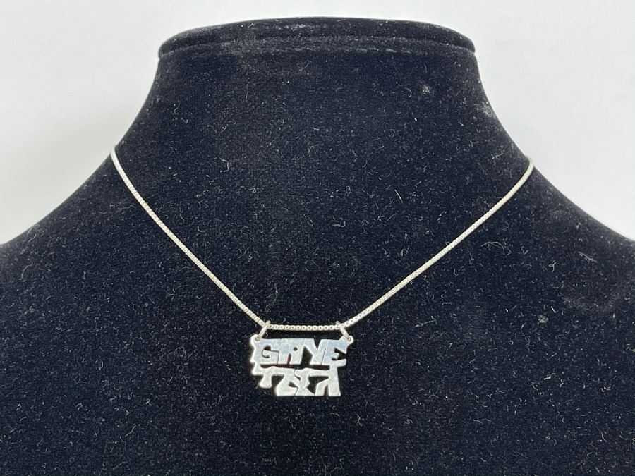 Sterling Silver 16' Chain Necklace With Sterling Silver Pendant 3.9g [Photo 3]