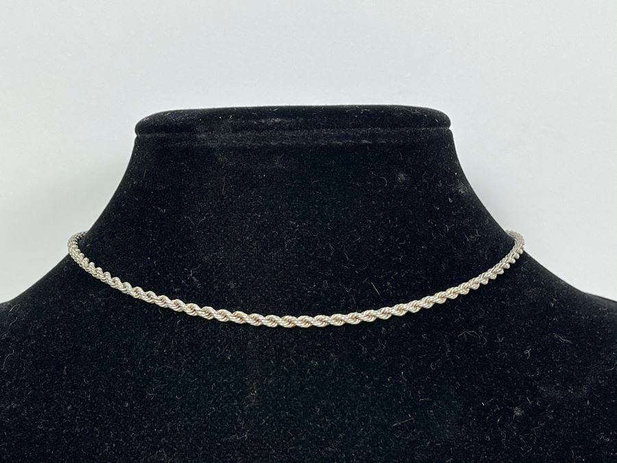 Sterling Silver 16' Rope Chain Necklace 10.4g