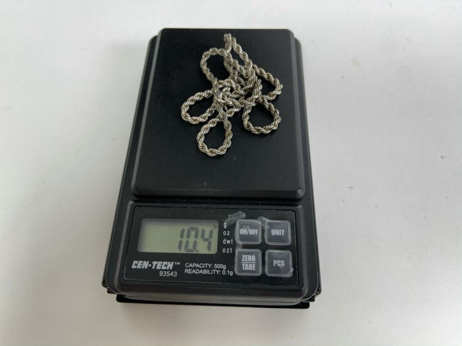 Sterling Silver 16' Rope Chain Necklace 10.4g [Photo 6]