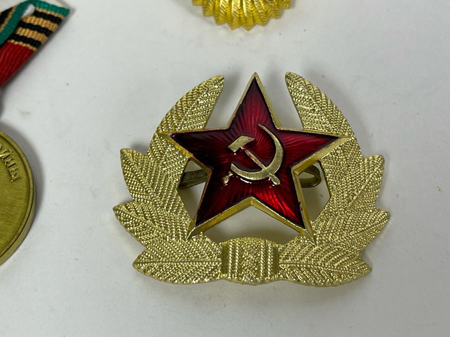Collection Of Vintage Soviet Union USSR Hat Pins And Military Medal [Photo 7]