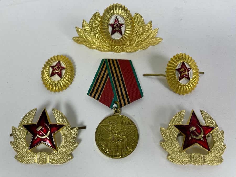 Collection Of Vintage Soviet Union USSR Hat Pins And Military Medal [Photo 2]