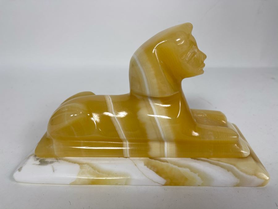 Carved Marble Sphinx Sculpture With Cavity For Light 8W X 3D X 4.5H [Photo 1]