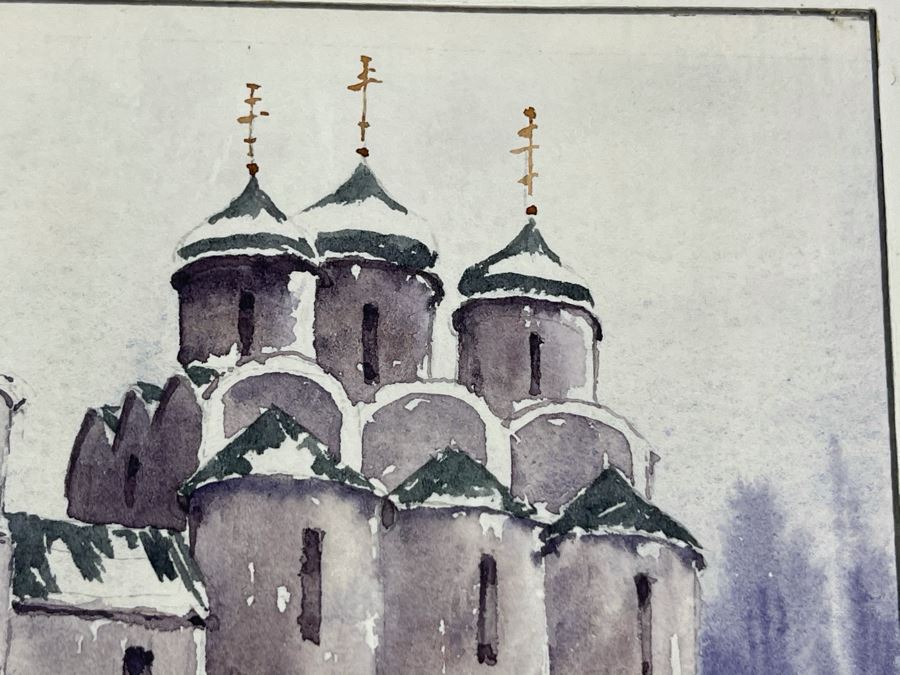Original Alex Kleschenco Moscow Russian Watercolor Painting Of Pokrov In Suzdal 5' X 4' [Photo 7]