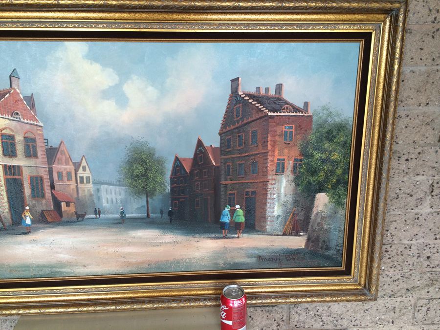 Large Original Oil Painting of Old Town [Photo 3]