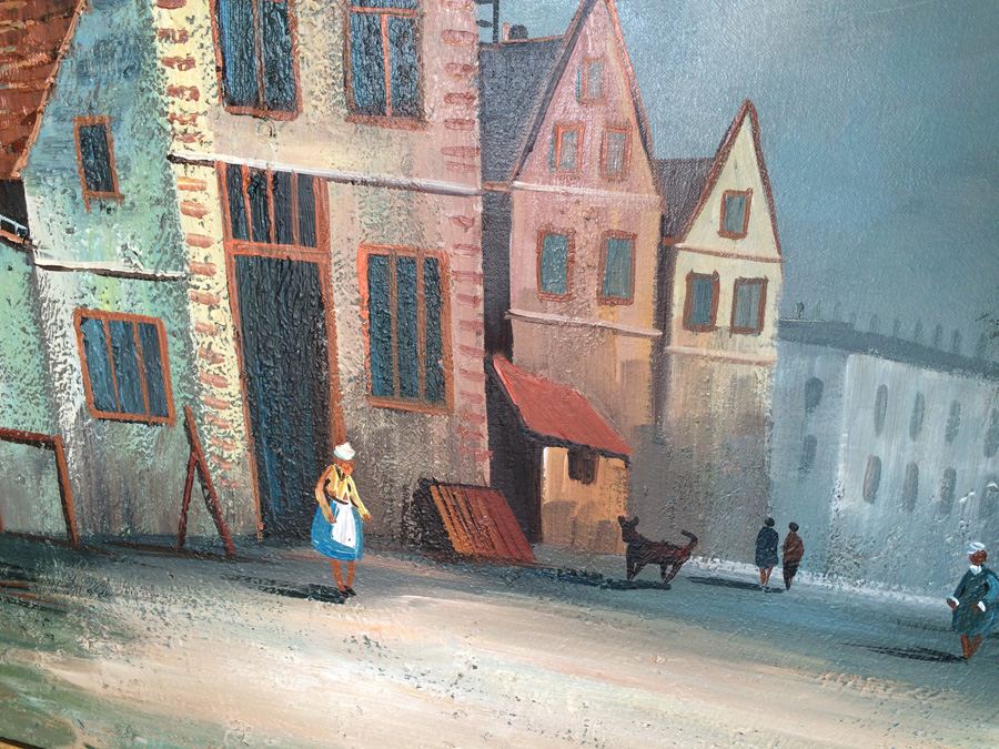 Large Original Oil Painting of Old Town [Photo 8]