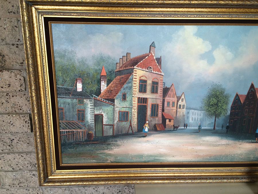 Large Original Oil Painting of Old Town [Photo 2]