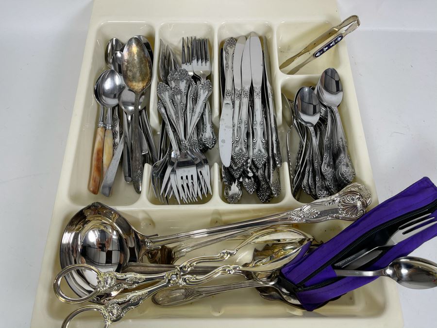 Rogers Stainless Steel Flatware Plus Various Serving Pieces