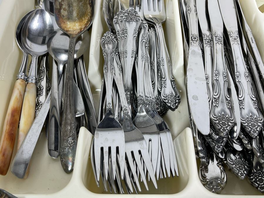 Rogers Stainless Steel Flatware Plus Various Serving Pieces [Photo 12]