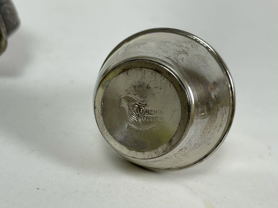 Weighted Sterling Silver Salt And Pepper Shakers And Footed Sterling Silver Salt Cellars [Photo 4]