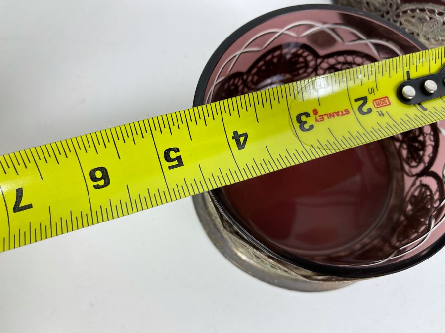 JUST ADDED - Pair Of Glass Cups With Metal Filigree Holders 4.5W [Photo 8]