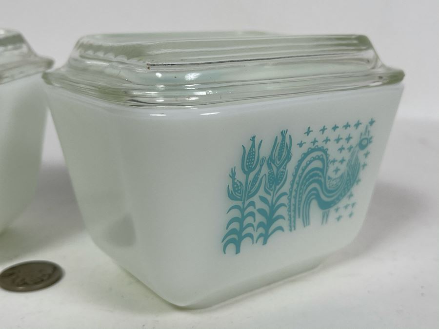 Pair Of Vintage Pyrex 501 B 1 1/2 Cups With Glass Tops [Photo 5]