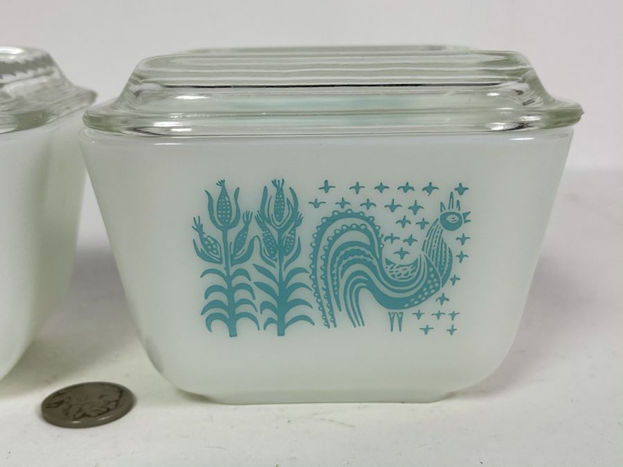 Pair Of Vintage Pyrex 501 B 1 1/2 Cups With Glass Tops [Photo 3]