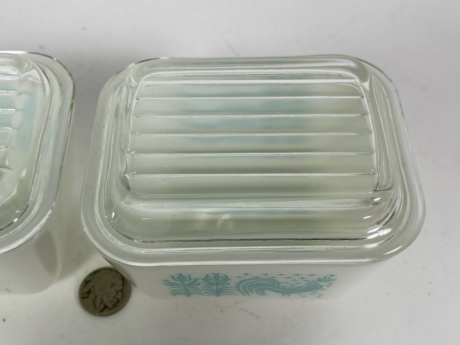 Pair Of Vintage Pyrex 501 B 1 1/2 Cups With Glass Tops [Photo 4]