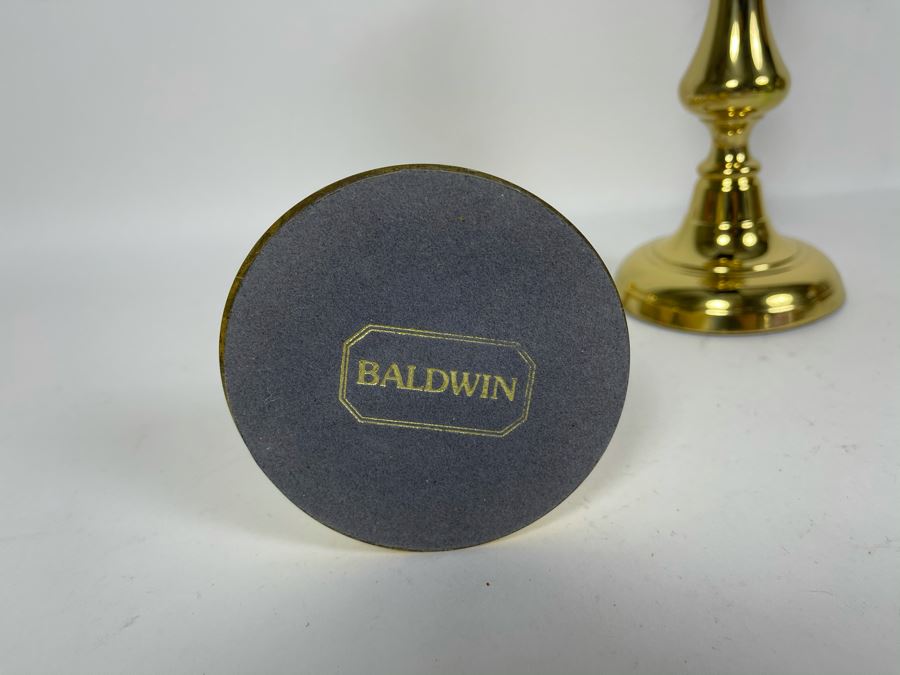Pair Of Heavy Brass Baldwin Candlesticks 8'H [Photo 5]