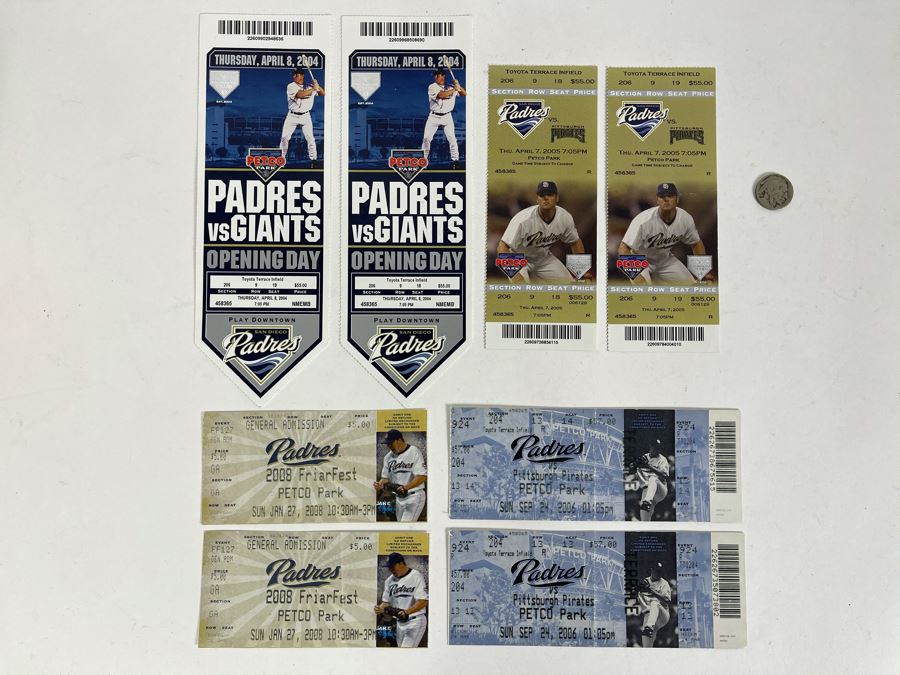 Collection Of Eight San Diego Padres Baseball Tickets Stubs [Photo 1]