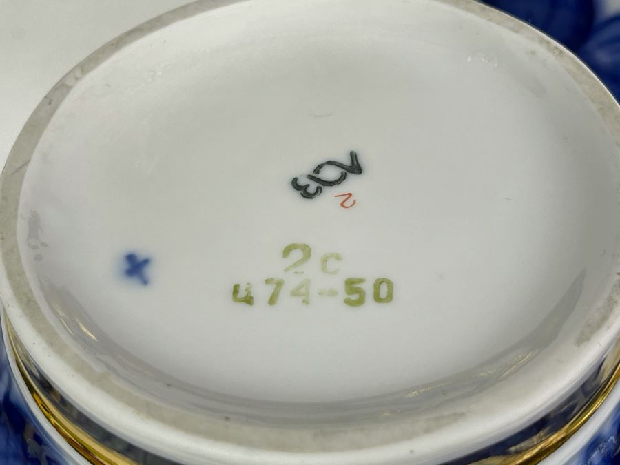 Pair Of Hand Painted Russian Teapots Blue, White And Gold 10H X 10W [Photo 14]