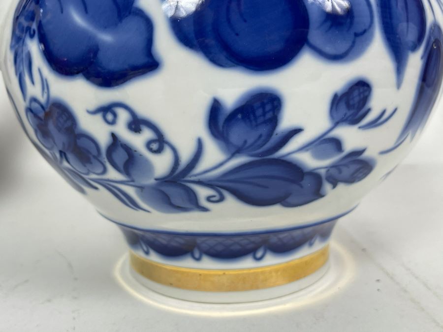 Pair Of Hand Painted Russian Teapots Blue, White And Gold 10H X 10W [Photo 8]