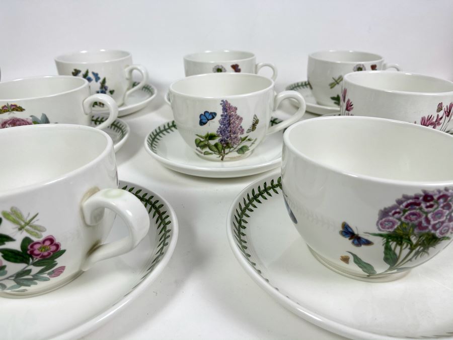 JUST ADDED - Eight Susan Williams-Ellis Botanic Garden Portmeirion Coffee Cups With 8' Saucers [Photo 1]