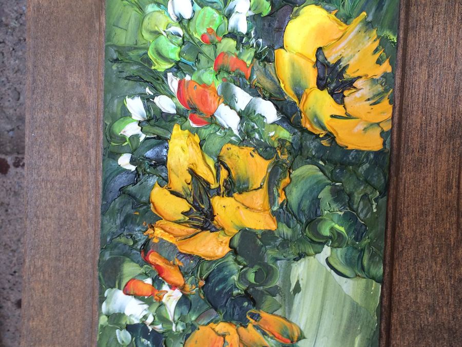 Pair of Mid-Century Flower Oil Paintings [Photo 4]