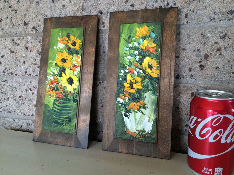 Pair of Mid-Century Flower Oil Paintings