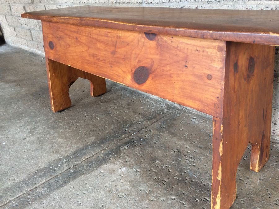 Primitive Pine Wooden Bench [Photo 6]