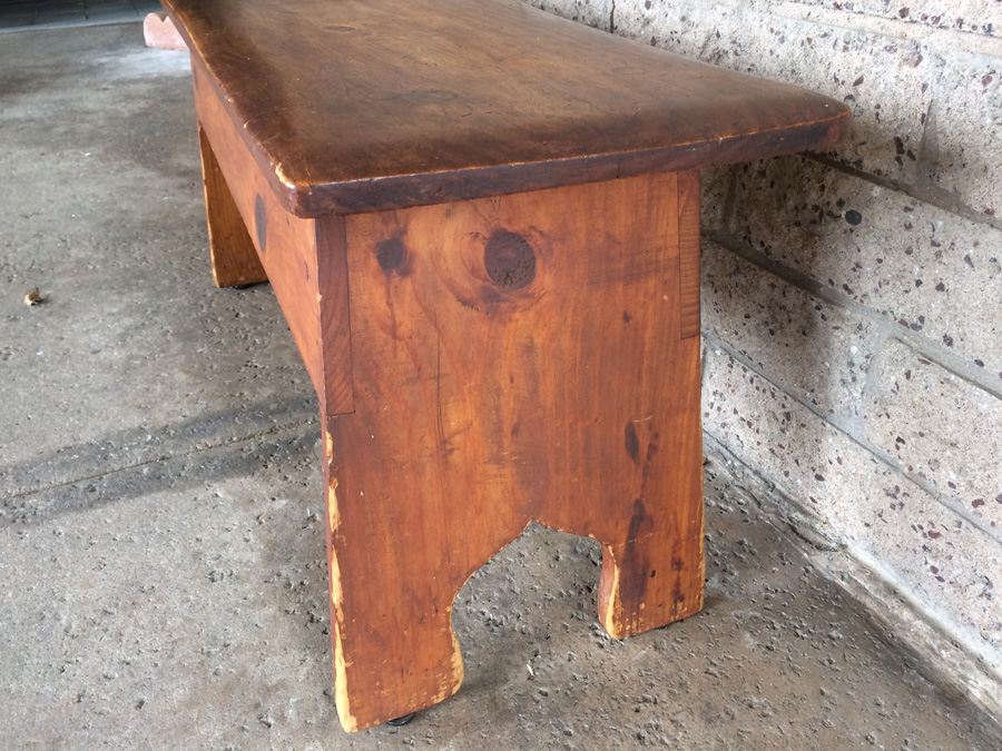 Primitive Pine Wooden Bench [Photo 10]