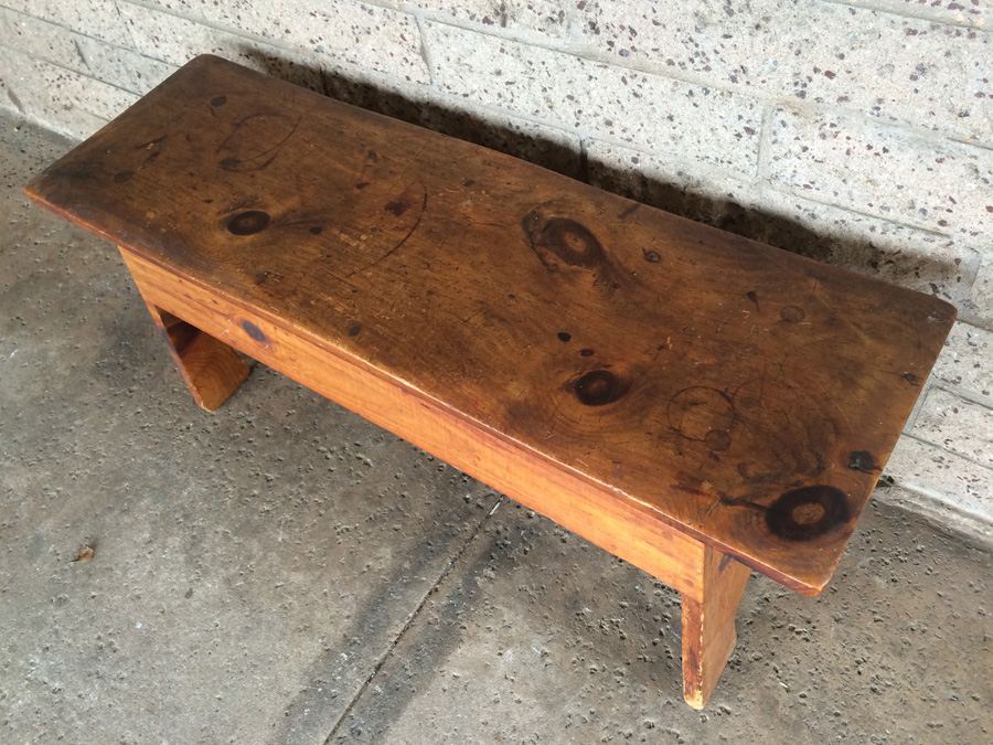 Primitive Pine Wooden Bench [Photo 5]