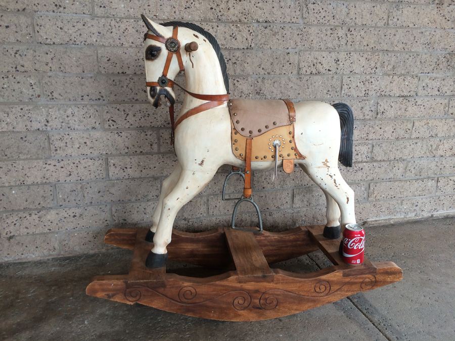 Carved Wooden Painted Rocking Horse