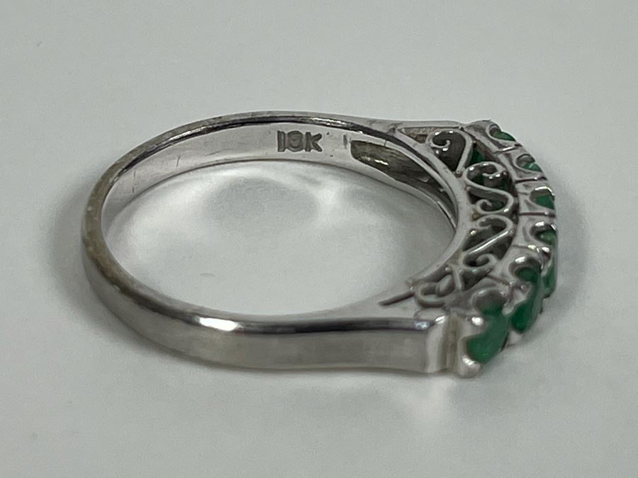 18K Gold Emerald Ring Size 6.5 2.5g (One Of Three Rings In Sale) [Photo 12]