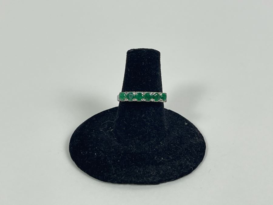 18K Gold Emerald Ring Size 6.5 2.5g (One Of Three Rings In Sale) [Photo 6]