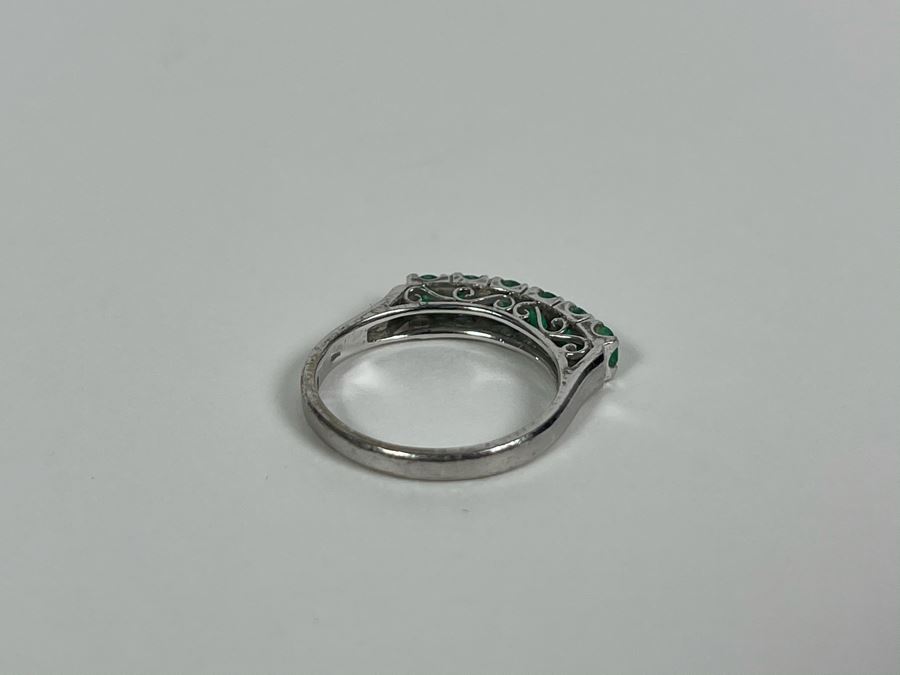 18K Gold Emerald Ring Size 6.5 2.5g (One Of Three Rings In Sale) [Photo 10]