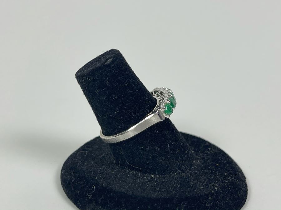 18K Gold Emerald Ring Size 6.5 2.5g (One Of Three Rings In Sale) [Photo 8]